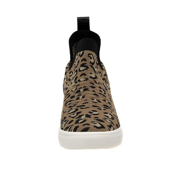 Steve Madden Womens High
Top Wedge Leopard Print Shoes Fabric Stretch - Picture 1 of 9